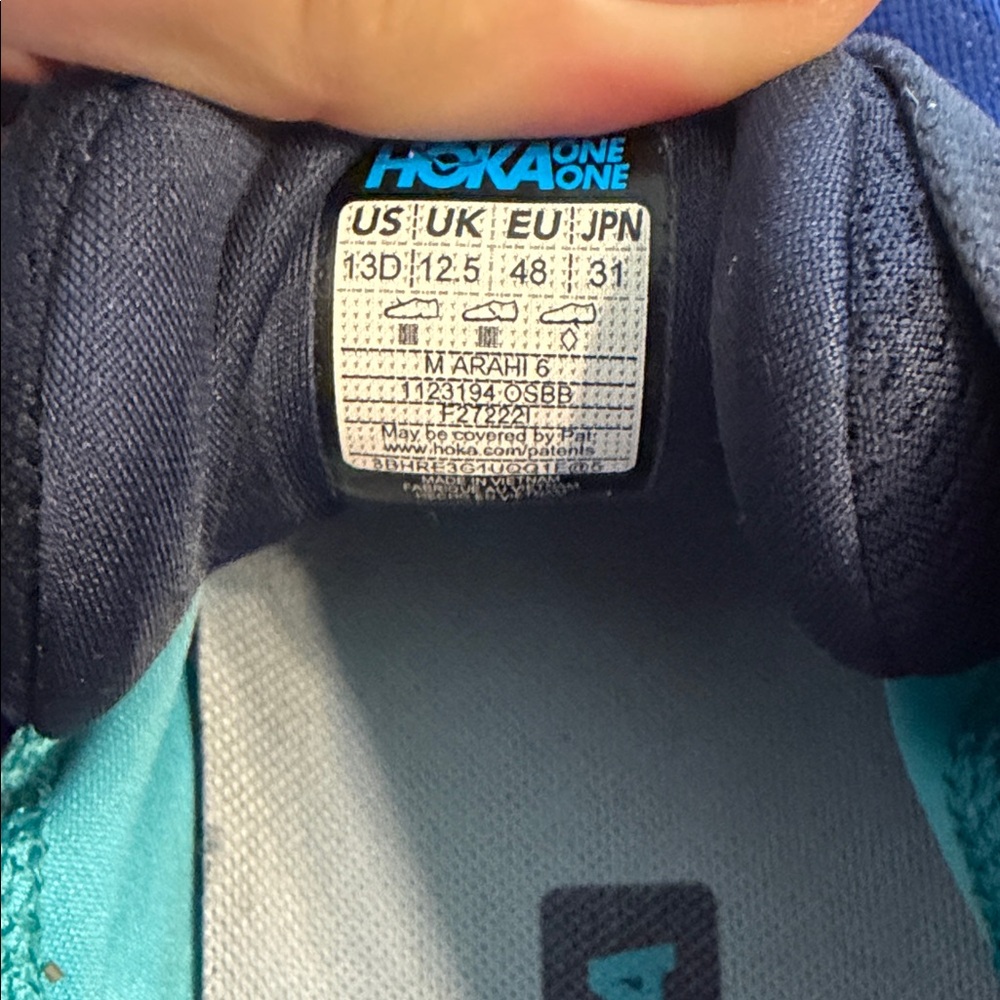 Hoka Men's Blue and White Athletic Shoes size 13D very good condition see photos - Picture 8 of 12
